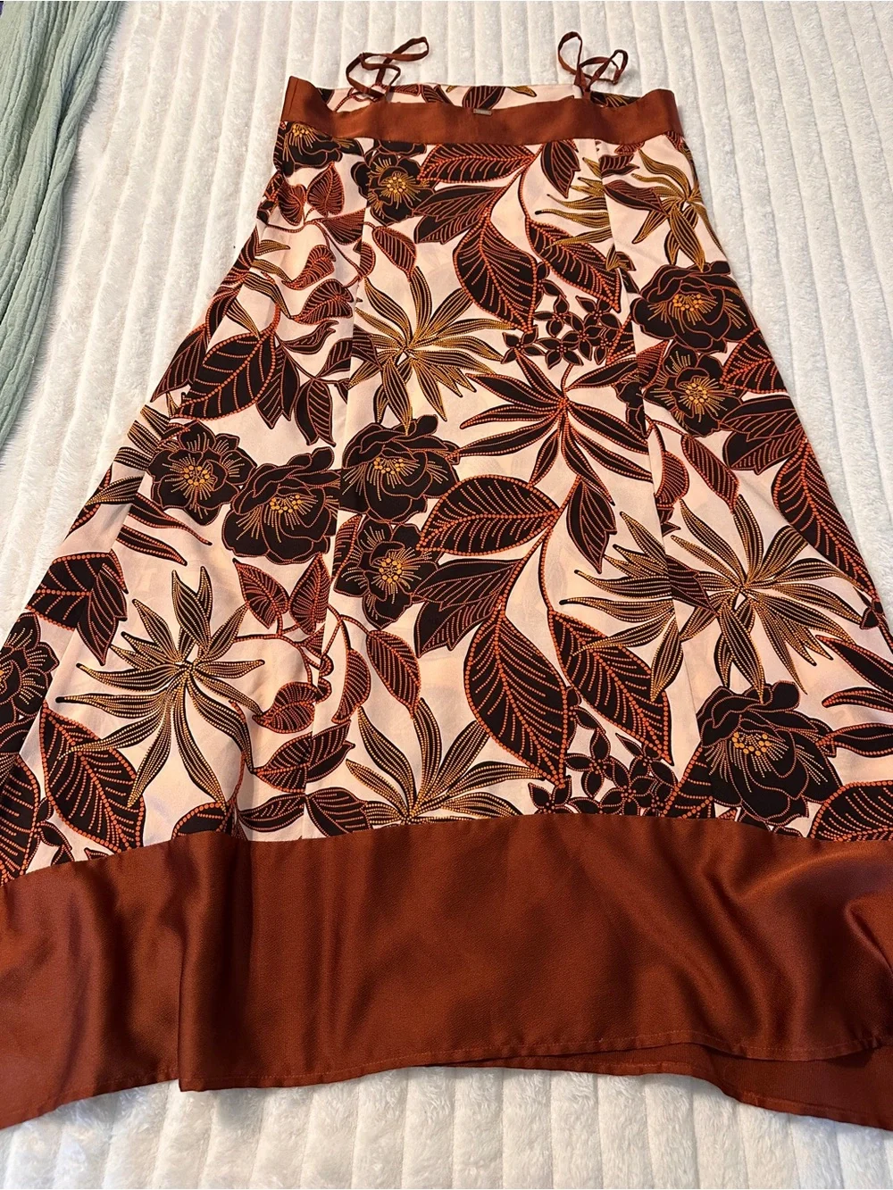 DKNY Cream and Brown Tropical Print Sundress